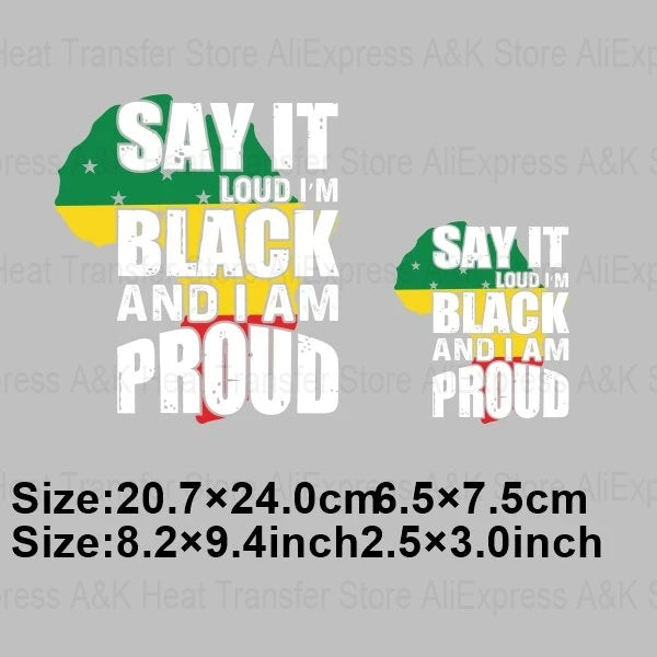 Black History Month Clothes Decals Proude Afro Man Heat Transfers Iron Patches Diy Washable Appliques Heat Press Printing