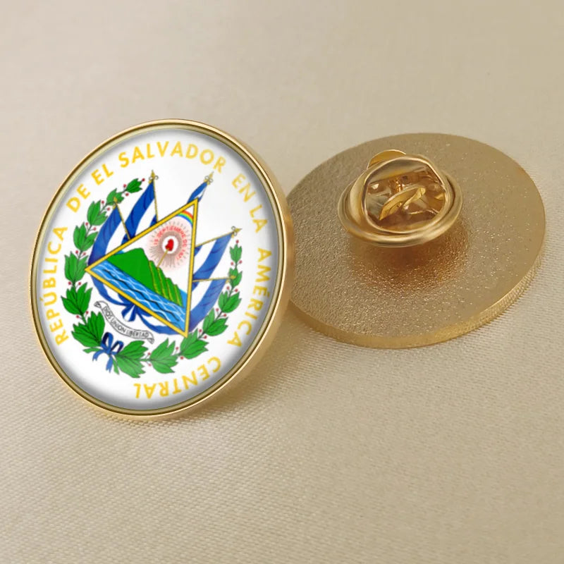 El Salvador Flag National Emblem Brooches Badges Lapel Pins