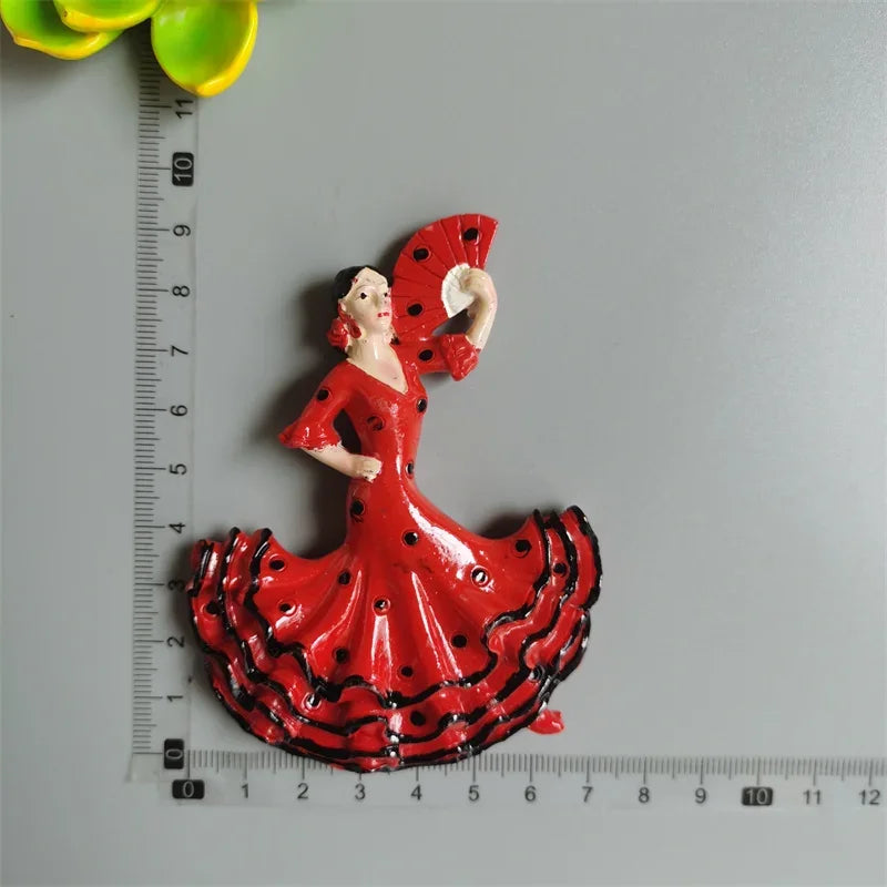 Spanish Fridge Magnets Flamenco Dancer MallorcaTourism Souvenir Decorative Arts Refrigerator Magnetic Stickers Home Decoration