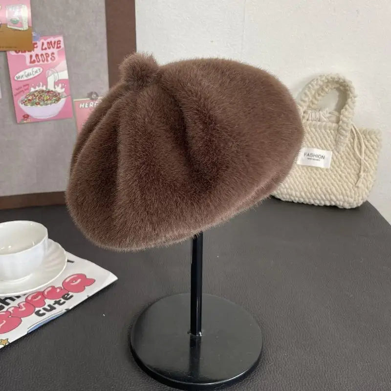 Retro Beret Hat Autumn Winter Women British Hepburn Stylish Artist Painter Hats Thick Warm Woolen Pumpkin Beanies Cap