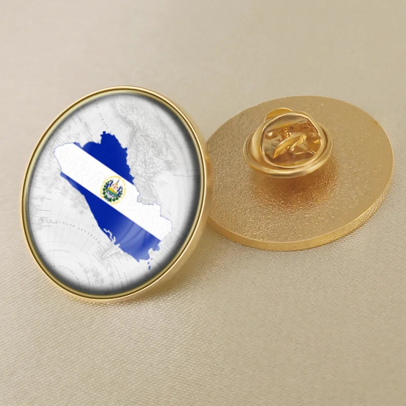 El Salvador Flag National Emblem Brooches Badges Lapel Pins