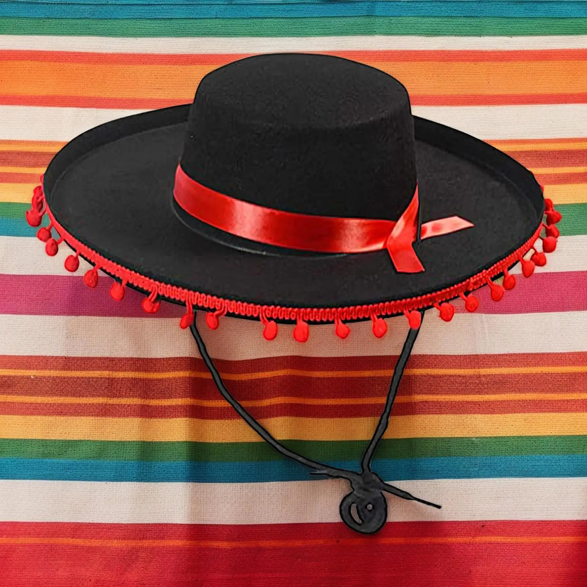 Spanish Mexican Hat Sombrero Caps Traditional Halloween Fuzz Ball Mexican Sombrero Hats Wide Brim Design Carnival Costume