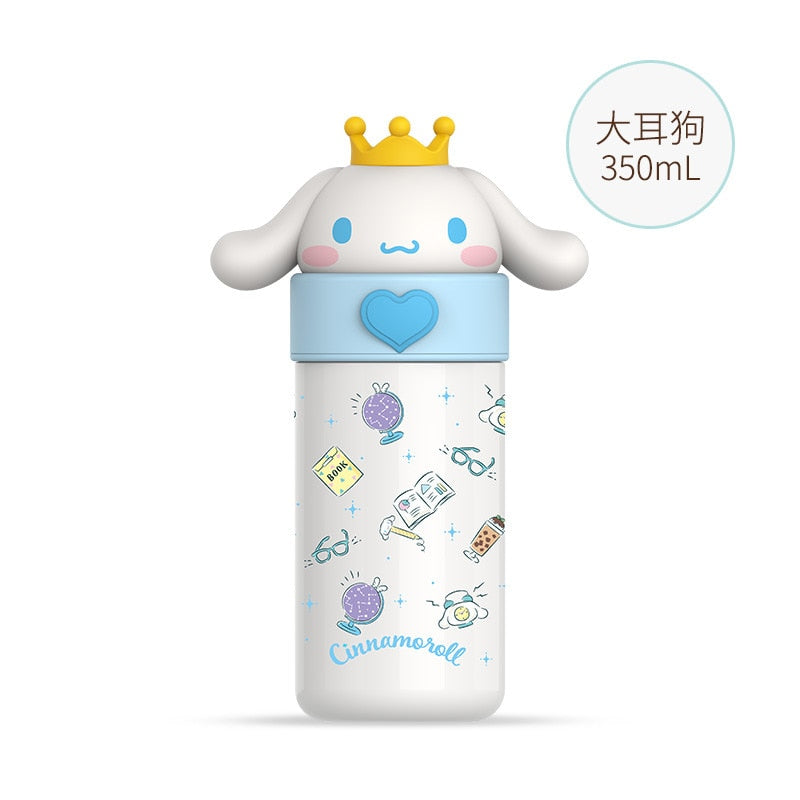 350ML Sanrio Cinnamoroll Anime Kuromi Melody Thermos Mug Cartoon Kawaii Sports Water Bottle Coffee Cup Kids Water Bottle Gift