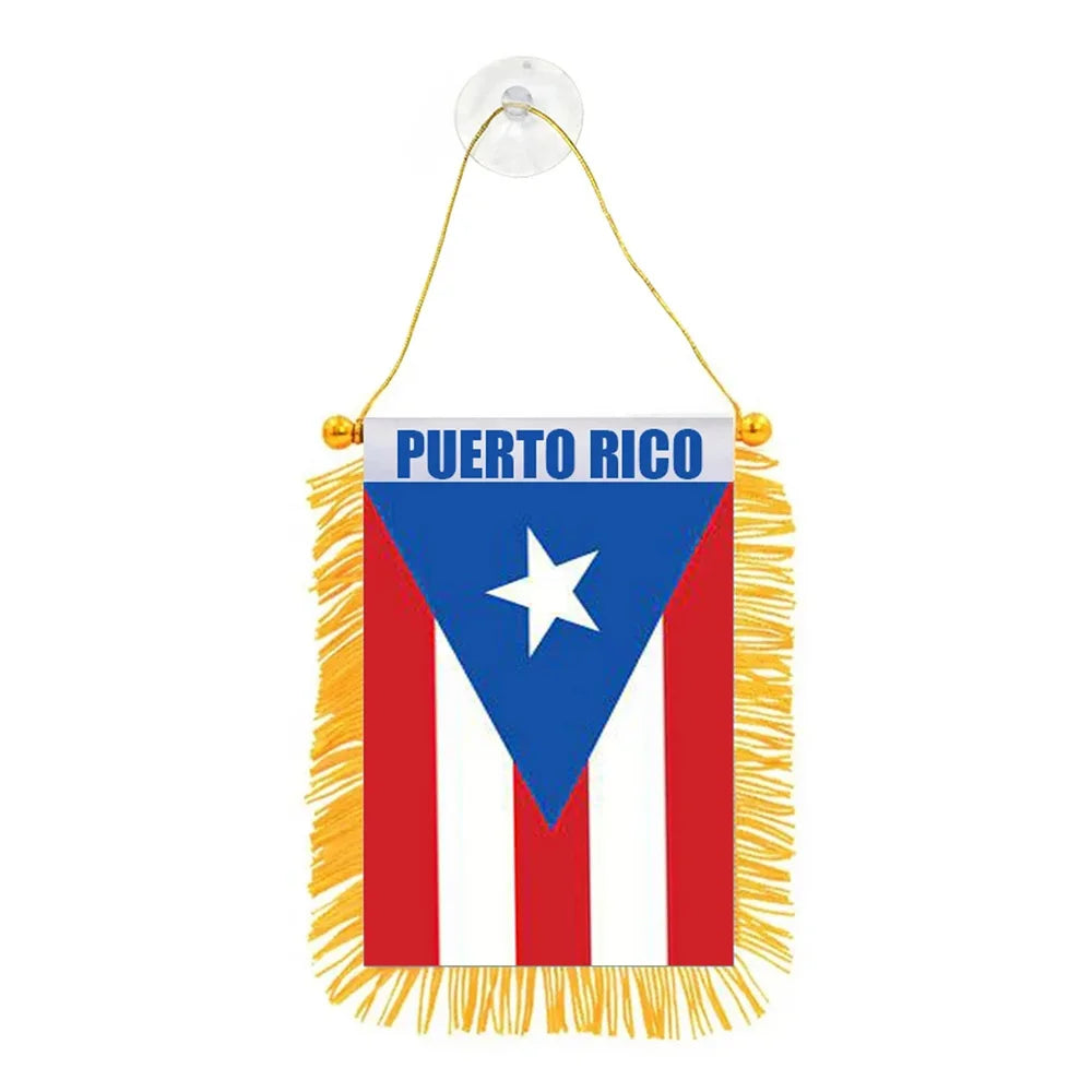 Aerxemrbrae 8*12cm Car Window Decoration Puerto Rico Hanging Pennant Flags Puerto Rico Banner Mini Pennant