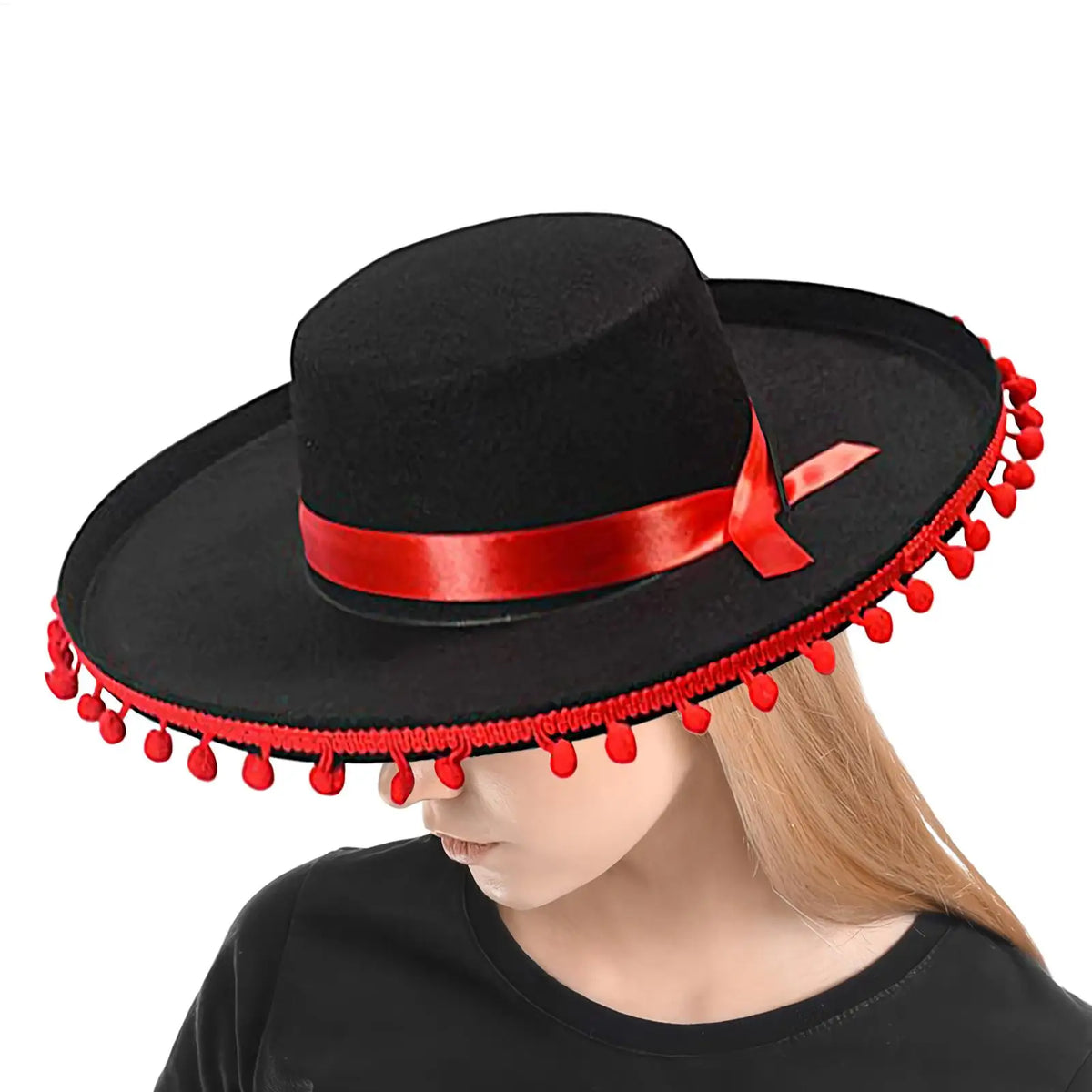 Halloween Sombrero Hats Spanish Flamenco Sombrero Costume Hat Wide Brim Cosplay Costume Props Large Flamenco Outfit Accessories