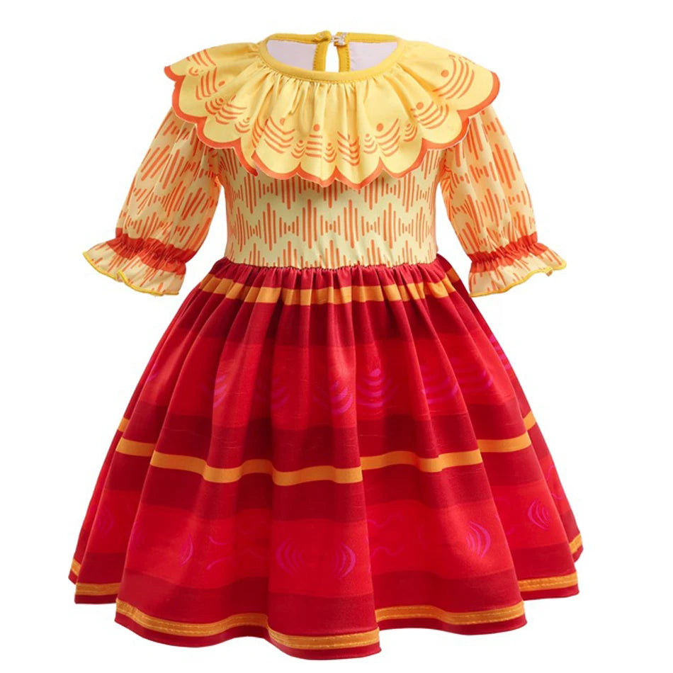 Baby Girls Encanto Mirabel Isabela Madrigal Dress Kids Short Sleeve Clothes Children Dolores Luisa Pepa Princess Cosplay Costume