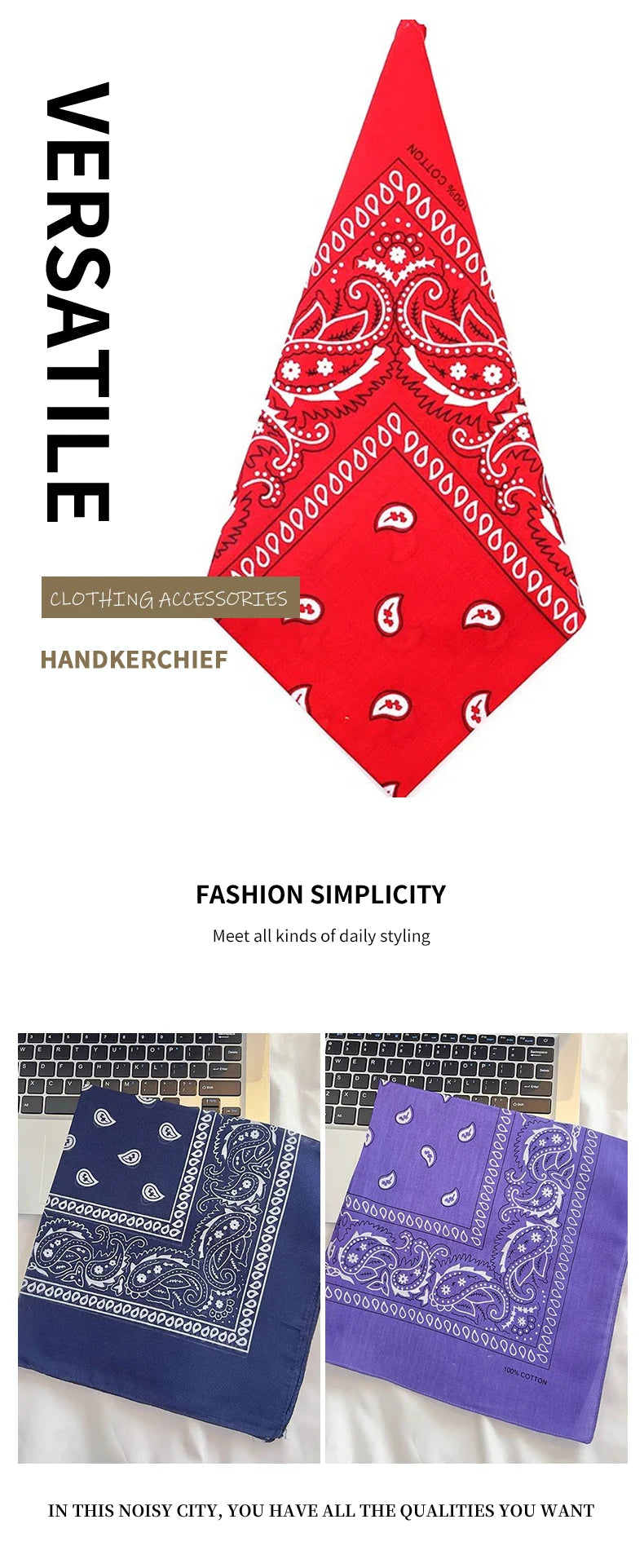 Handkerchief Fashion Print Bandana Party Scarf Headband Handkerchiefs Multi-Purpose Square Bandana