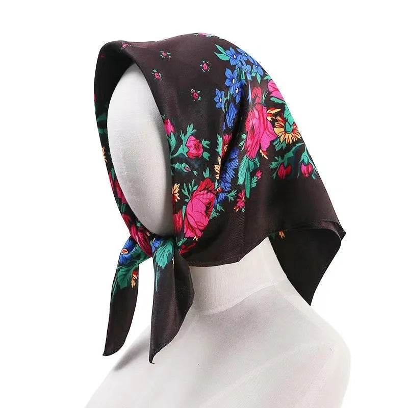 70*70cm Headscarf for Women Square Scarf Cotton Print Bandana Summer Protection Hijab Winter Warm Bandana Babushka