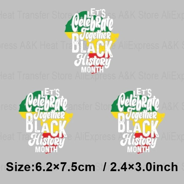 Black History Month Clothes Decals Proude Afro Man Heat Transfers Iron Patches Diy Washable Appliques Heat Press Printing