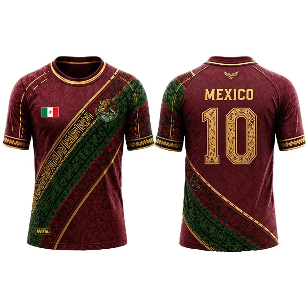 Mexican Flag with Aztec Pattern 3D Print Sports Quick-dry Breatha Men T-shirt Outdoor Clubs Team Training Parent-child Clothing