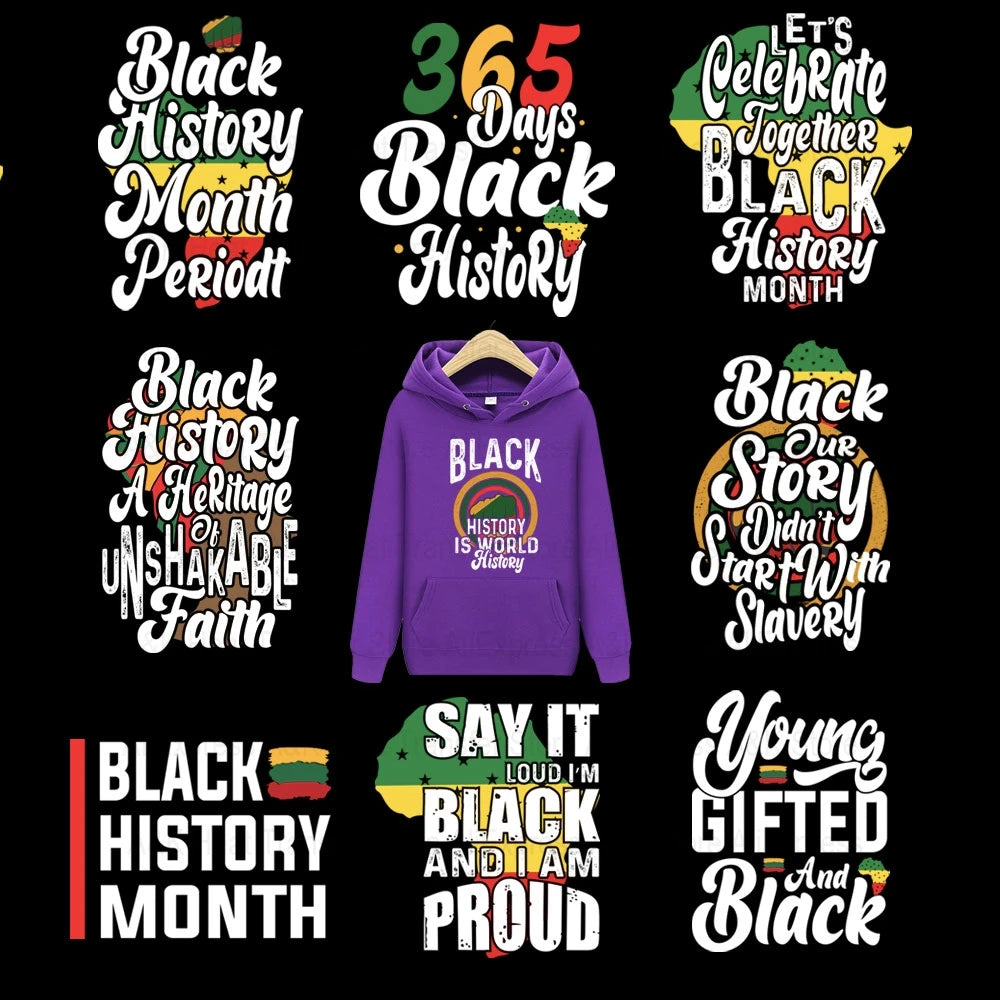 Black History Month Clothes Decals Proude Afro Man Heat Transfers Iron Patches Diy Washable Appliques Heat Press Printing