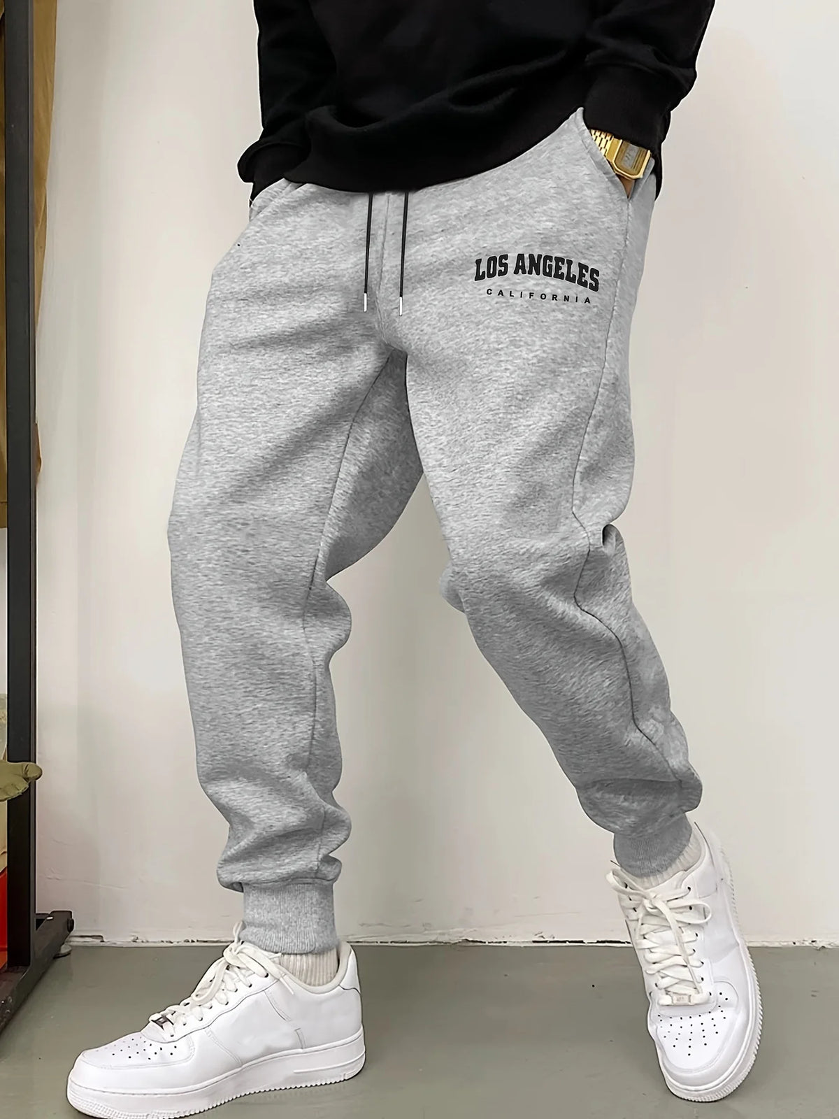 Mens Los Angeles Print Joggers Casual Streetwear Sweatpants Hip Hop Elastic Waist Sports Trousers