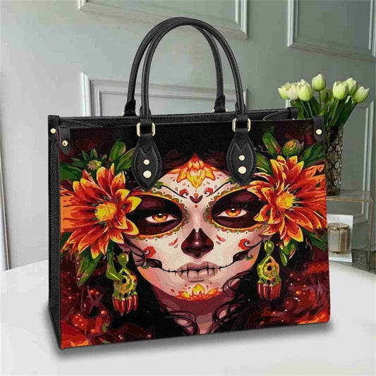 Gothic Hand Bags For Women Catrina Calavera Sugar Skull Girls Print Shoulder Bags Mexican Art Female Luxury Pu Leather Crossbody