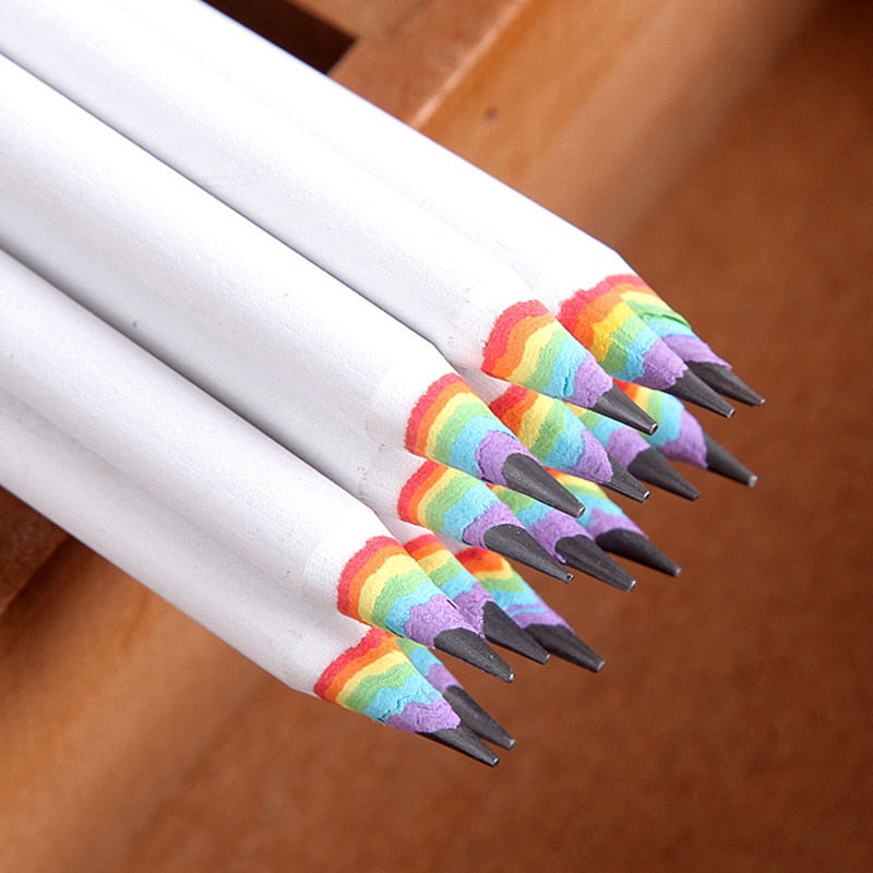 6 Pcs/lot  Pencil Hb Rainbow Color Pencil Stationery Items Drawing Supplies Cute Pencils For School Basswood Office School gift