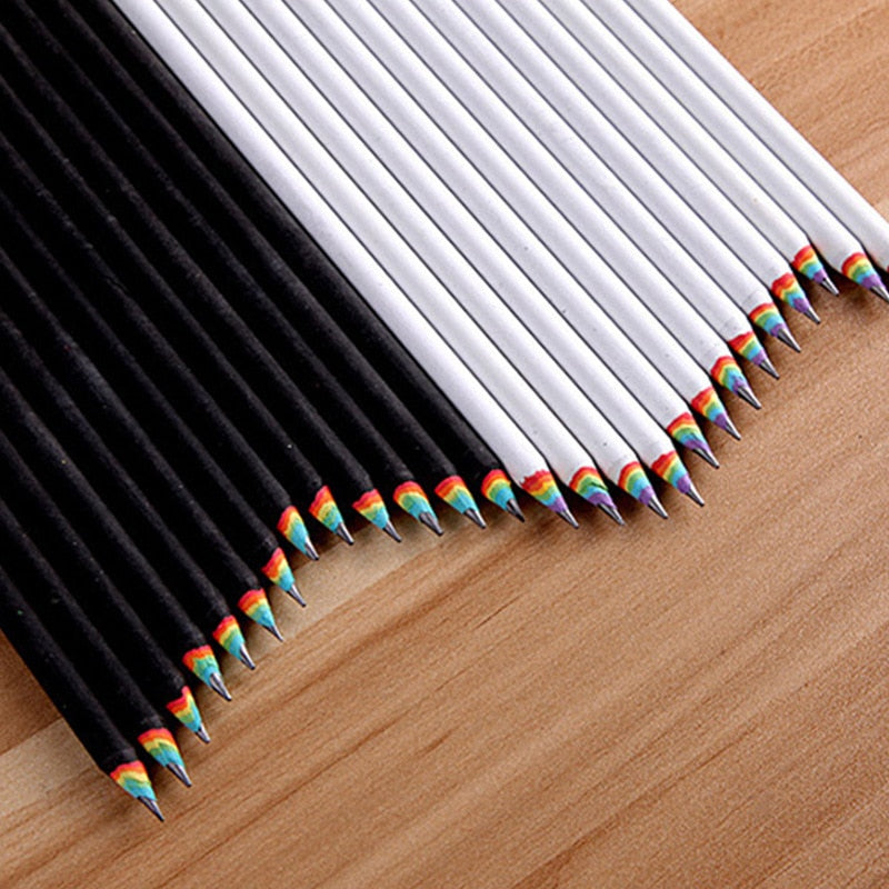 6 Pcs/lot  Pencil Hb Rainbow Color Pencil Stationery Items Drawing Supplies Cute Pencils For School Basswood Office School gift