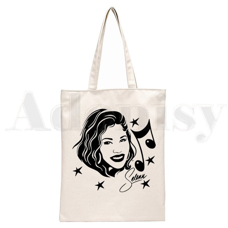 Vintage 90s Inspired Selena Quintanilla Trendy Handbags Shoulder Bags Casual Shopping Girls Handbag Women Elegant Canvas Bag