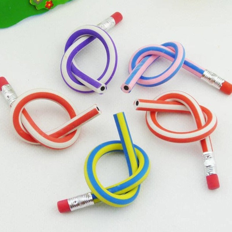 5pc/lot Colorful Flexible Magic Bendy Soft Pencil With Eraser Korea Cute Stationery Kids Student School Office Use Children Gift
