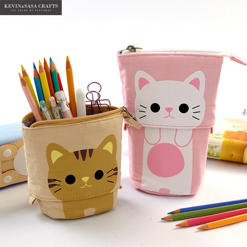 Flexible Big Cat Pencil Case Fabric Quality School Supplies Stationery Gift School Cute Pencil Box Pencilcase Pencil Bag