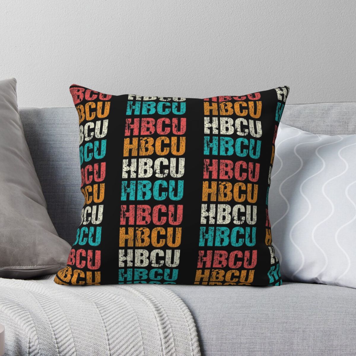 HBCU Vintage Letters Square Pillowcase Polyester Linen Velvet Creative Zip Decor Throw Pillow Case Home Cushion Cover