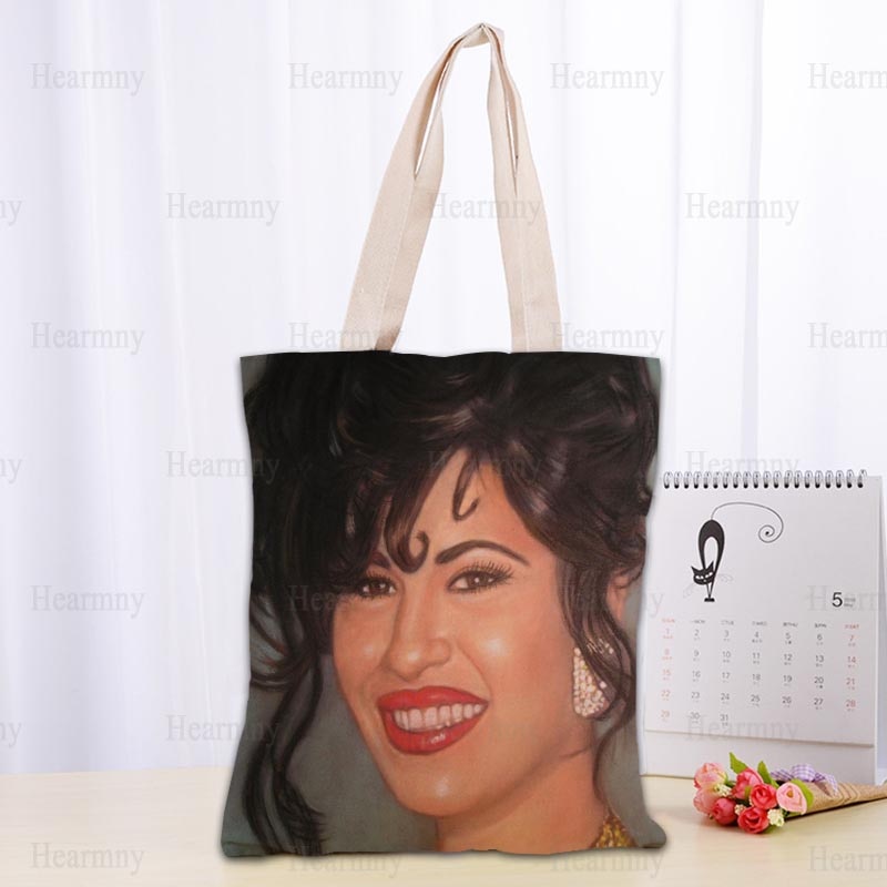 Custom Selena Quintanilla Tote Bag Popular Foldable Shopping Bag Reusable Eco Large Unisex Canvas Fabric Shoulder Bag Tote 0409