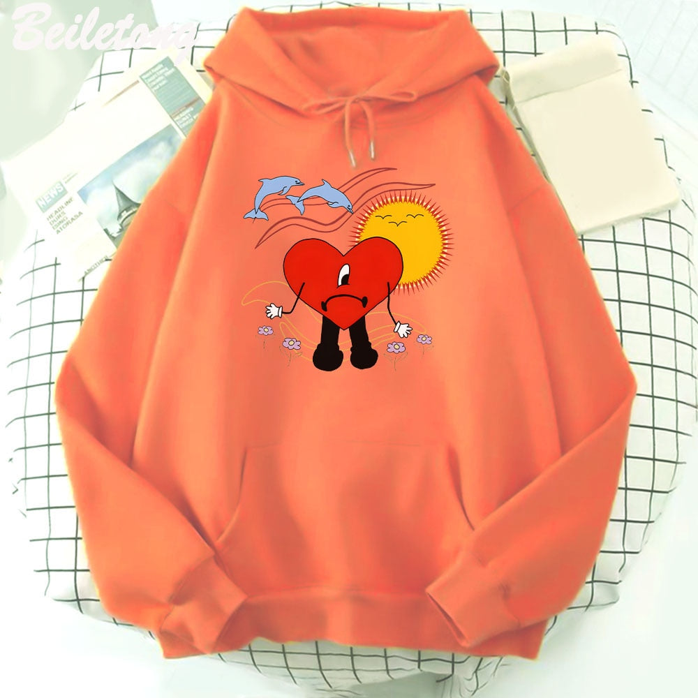 Un Verano Sin Ti Bad Bunny Print Hoodie Kawaii Clothing Aesthetic Loose Sweatshirts Ulzzang Long Sleeve Pullovers Sudadera Mujer