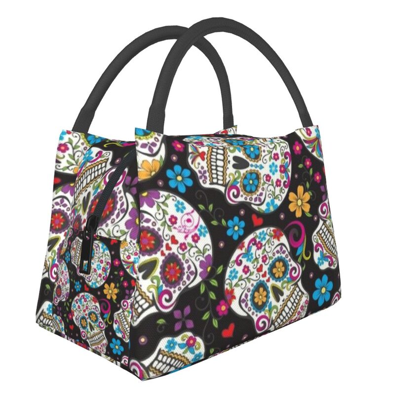 Catrina Thermal Insulated Lunch Bag Women Mexican Sugar Skull Girl Portable Lunch Tote for Office Outdoor Storage Meal Food Box