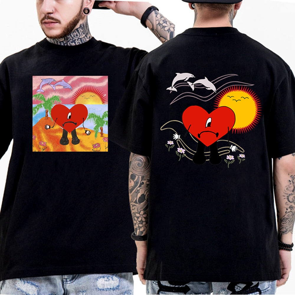 Bad Bunny UN VERANO SIN TI Music Album  Black Tshirt Men WomenT Shirt  Graphic T Shirts Cotton T-shirt Man Woman Tees Tops