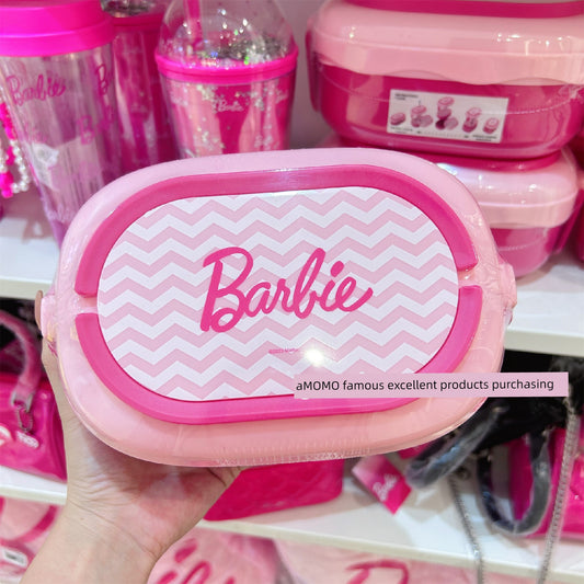 Miniso MINISO Barbie Series Double-Layer Lunch Box Cute Pink Girl Lunch Box Student Lunch Box