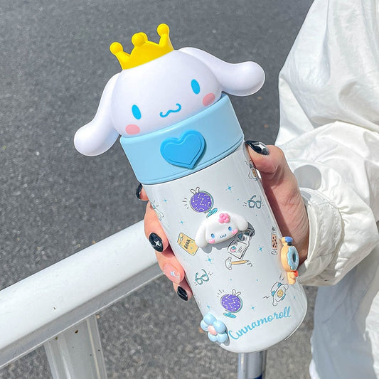 350ML Sanrio Cinnamoroll Anime Kuromi Melody Thermos Mug Cartoon Kawaii Sports Water Bottle Coffee Cup Kids Water Bottle Gift