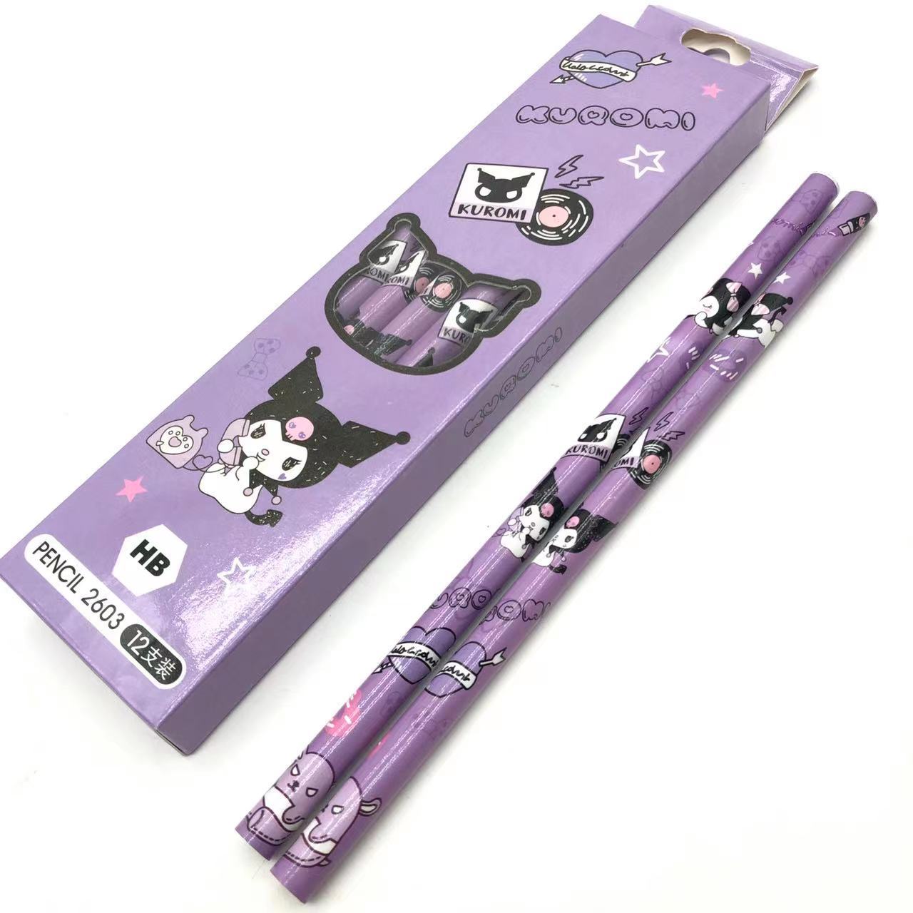 12Pcs Set Sanrio Pencils Students Stationery Pupil Anime My Melody Kuromi Cinnamoroll Cute Practical School Supplies Kids Gifts